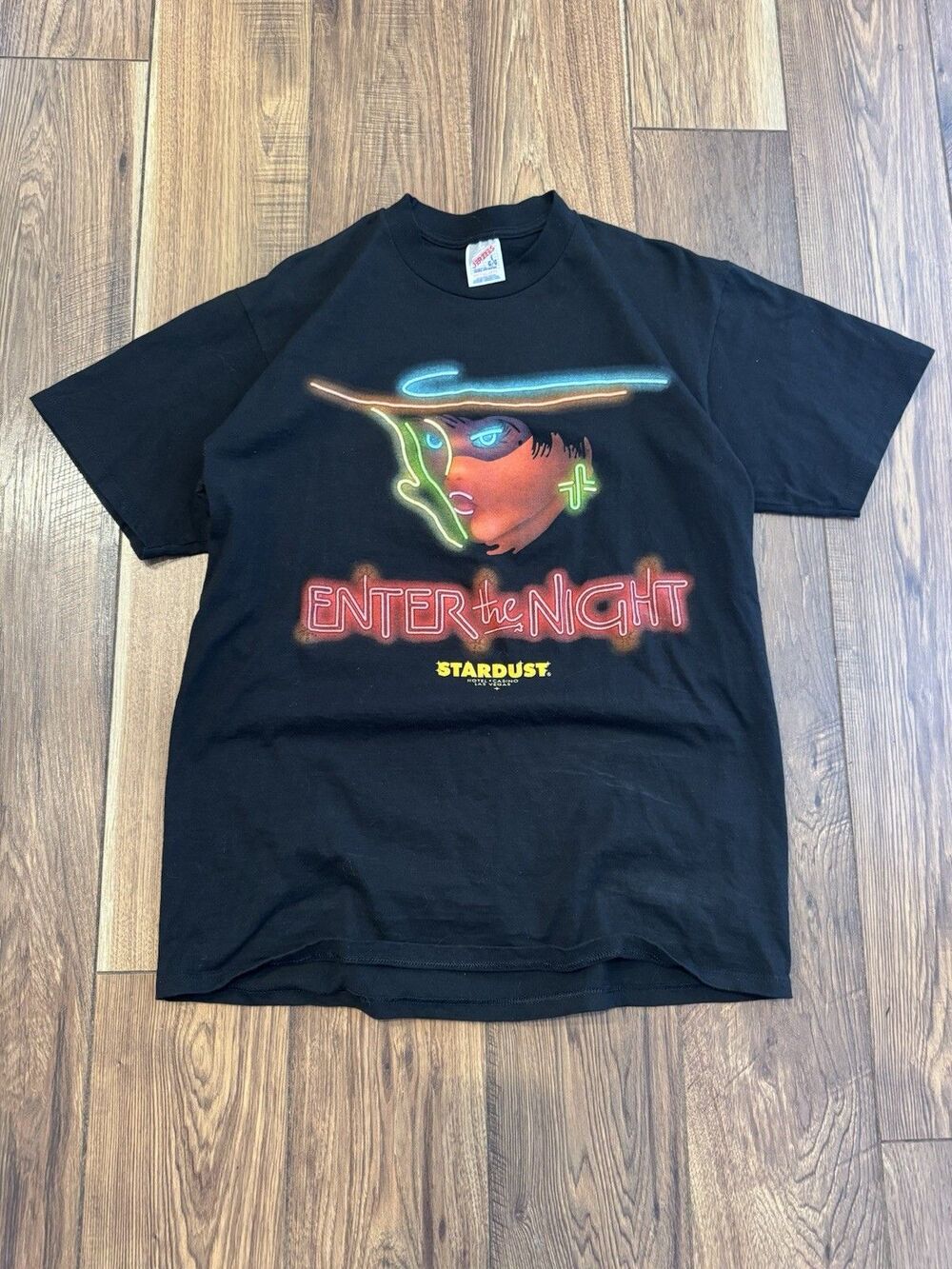 Vintage Stardust Las Vegas Nevada Neon Graphic T-Shirt Casino Souvenir Tee Sz L